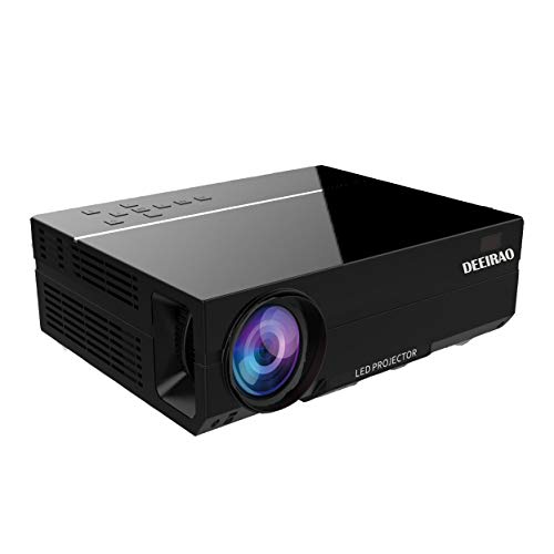 Video Projector Full HD,Deeirao Real 1080P Resolution Best Computer Projector LED Light Work with Amazon Fire TV Stick,PS4 Xbox360,HDMI,VGA,USB,AV,Laptop (Black)