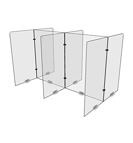 Clear Acrylic/Plexiglass Table Divider Sneeze Guard for Schools, Cafeterias, Libraries, Cafés, Tables, University, Mask Free - Guards Students, Employees, Customers, People from Coughing and Sneezing