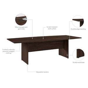 Bush Business Furniture Conference Table for 6-8 People | Boat Shaped 8 Foot Desk, 96W x 42D, Black Walnut