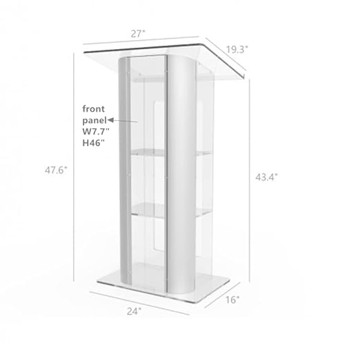 FixtureDisplays Clear Acrylic Plexiglass Podium with Brushed Stainless Steel Sides - 14307