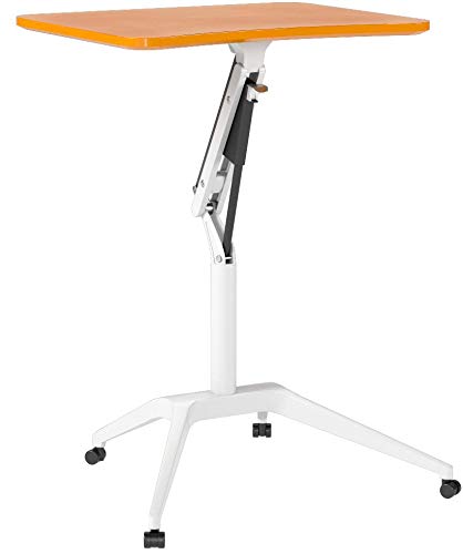 Unique Furniture 201-ORA Workpad Height Adjustable Laptop Cart Mobile Desk, with Orange Top