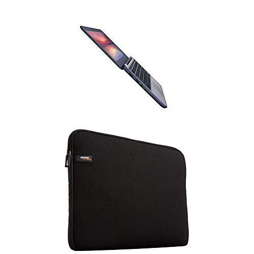 ASUS Chromebook C202SA-YS04 11.6" Ruggedized and Water Resistant Design with 180 Degree Hinge (Intel Celeron 4GB RAM, 32GB eMMC, Dark Blue) and Amazon Basics 11.6-Inch Laptop Sleeve