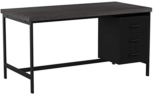 Monarch Specialties Home & Office Computer Desk with Drawers-Metal Frame, 60" L, Black-Grey Top
