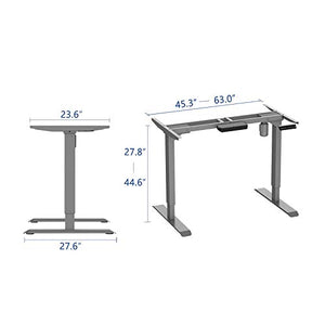 AIMEZO Height Adjustable Desk Electric Sit Stand Desk Home Office Standing Desk with Table (Grey Frame + 47" x 27.56" White Tabletop)