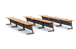 Team Tables 18 Person Training Meeting Seminar Classroom Model 5537 Folding Table with Industrial Caster Z-Base, Modesty Panel, Shelf, Power+USB Outlet - Fold+Nest