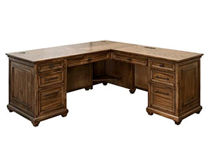 Martin Furniture Traditional Wood Writing Table, Office Corner Return Desk - Brown