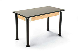 National Public Seating Height Adjustable Science Lab Table 24 x 54 in. with Phenolic Top - Black Legs