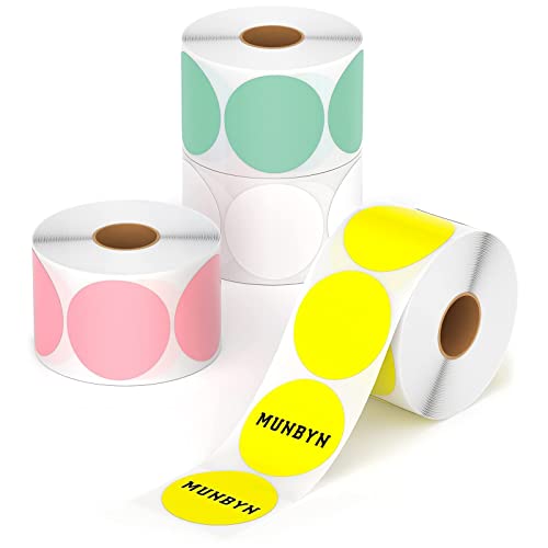 Pink Shipping Label Printer, [Upgraded 2.0] MUNBYN Label Printer Maker for Shipping Packages Labels Self-Adhesive Round Direct Thermal Label, Roll Thermal Sticker for DIY Logo Design, QR Code