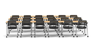 Team Tables 18 Person Beech Folding Training Tables with Task Chairs