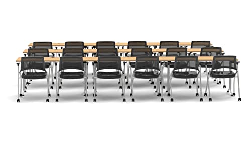 Team Tables 18 Person Beech Folding Training Tables with Task Chairs
