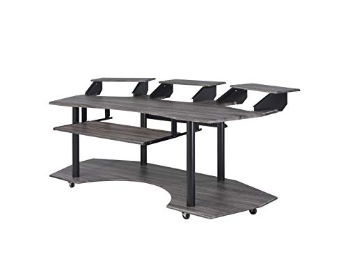 Acme Furniture Eleazar Music Recording Studio Desk, Black Oak