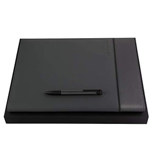 Hugo Boss Set Explore Brushed Grey | Ballpoint Pen And Conference Folder | Gift Box