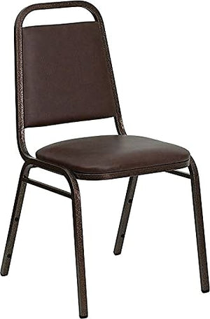 Flash Furniture 4 Pack HERCULES Series Stacking Banquet Chair - Brown Vinyl/Copper Vein Frame