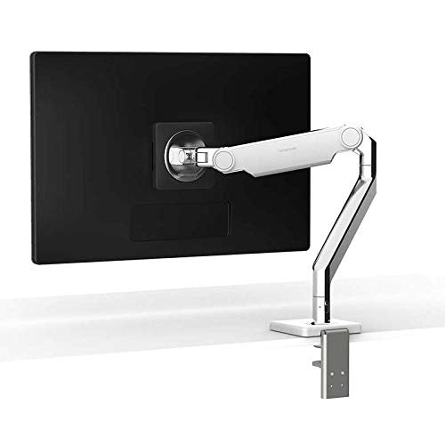 Humanscale M2.1 Monitor Arm | 2 Piece Clamp Mount with Base | Angled Link/Dynamic Link | Standard Monitor Tilt | Standard Black Vesa Bracket 100mm x 100mm (Black with Black Trim)