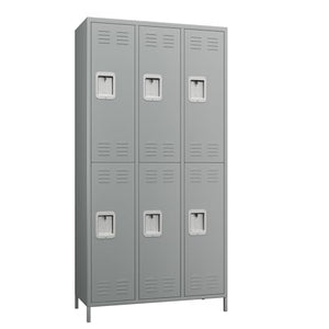 JAORD 6 Doors Metal Storage Locker Combination, 72" Steel Lockers for Employees - Gray