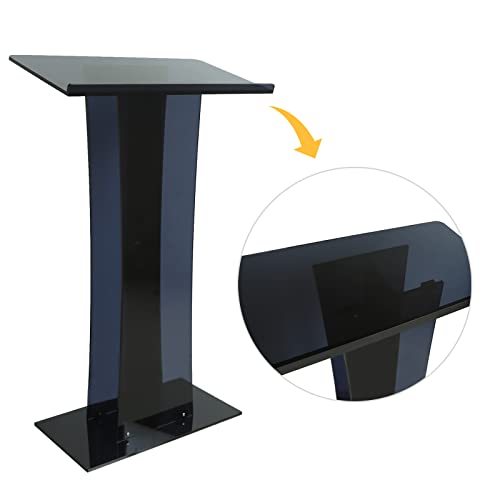CNCEST Acrylic Podium Stand Church Pulpit Lectern School Board (Black)