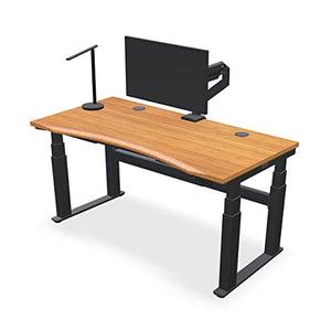 UPLIFTDESK Bamboo Curve Electric Standing Desk V2-Commercial (Black) 72x30 - 4-Leg Adjustable Stand Up Desk