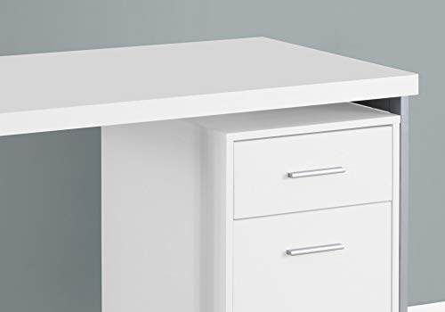 Monarch Specialties Contemporary Laptop Table with Drawer and File Cabinet Home & Office Computer Desk-Metal Legs, 48" L, White-Silver