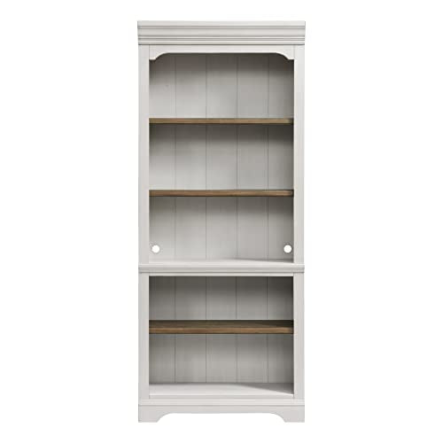 Intercon Drake Home Office Bunching Bookcase, 76" Wide, 3 Shelves, Rustic White & French Oak