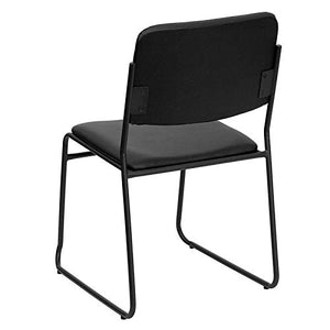 LIVING TRENDS Marvelius Stacking Chair 10 Pack - 1000 lb. Capacity, Black Vinyl, Sled Base