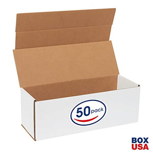 BOX USA Corrugated Cardboard Mailers, 17 x 6 x 6 Inches, Tuck Top One-Piece, Die-Cut Shipping Cartons, Large White Mailing Boxes (Pack of 50)