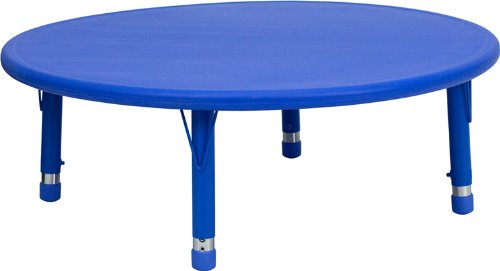 Flash Furniture 45'' Round Blue Plastic Height Adjustable Activity Table