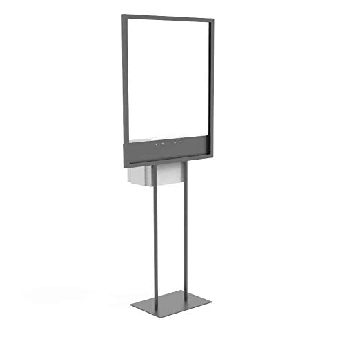 FixtureDisplays® Stand, Bulletin Poster Donation Ballot Collection with White Metal Box 11063+10918-WHITE