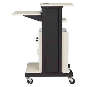 Oklahoma Sound Premium Plus Steel AV Presentation Cart with Storage Cabinet, Ivory/Black