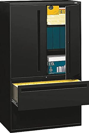 HON 795LSP 700 Series Lateral File with Storage Cabinet, 42" x 19-1/4", Black