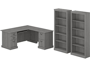 Bush Furniture Saratoga L Shaped Computer Desk and Bookcase Set, Modern Gray