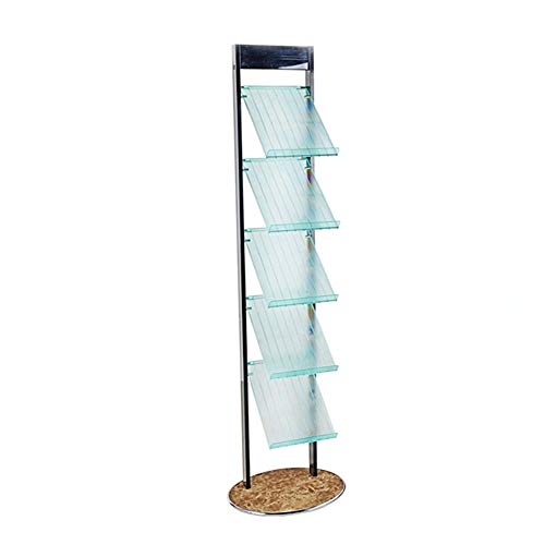 NERDOH Floor-Mounted Booklet Rack 5-Pocket Magazine Display (Photo Color, 151x30x42cm)