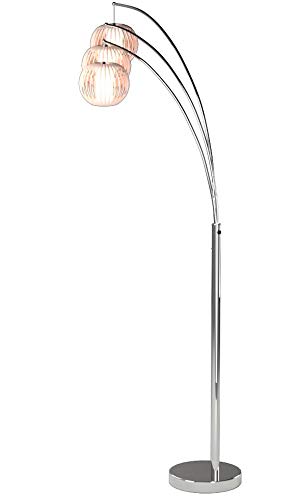 Lite Source LSF-8871PS/WHT Deion 3-Light Arch Floor Lamp, 9.25" x 18.75" x 60.25", Polished Steel Finish/White Vinyl Shade