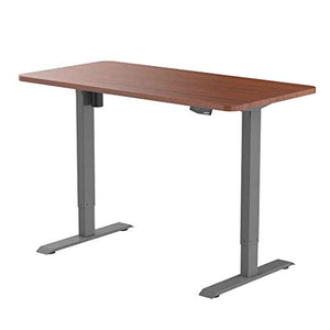 FlexiSpot E1S-R5528N Electric Height Adjustable Desk Home Office Standing Desk(Gray Frame +55 inch Mahogany Top)