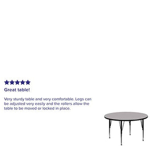 Flash Furniture 42'' Round Grey Thermal Laminate Activity Table - Height Adjustable Short Legs