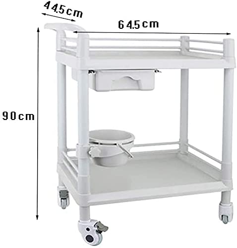 OSCCAR Utility Rolling Cart with Adjustable Dirt Bucket, 2 Tier Universal Wheel Medical Tool
