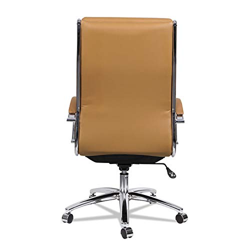 Alera ALENR4159 Neratoli High-Back Slim Profile Chair, Camel Soft Leather, Chrome Frame