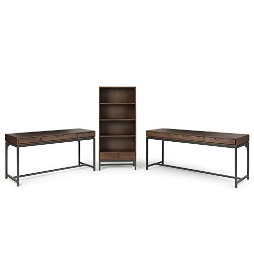 Simpli Home AXCBAN-09 Banting Solid Hardwood Modern Industrial 60 inch Wide Desk in Walnut Brown