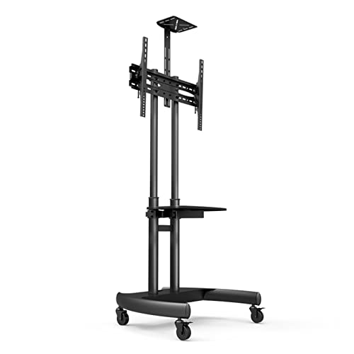 UPGENT Free Lifting Mobile TV Cart for 32"-65" LED LCD Plasma TV - Adjustable Height TV Trolley Stand with AV