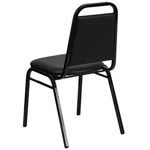 BizChair 4 Pack Black Vinyl Stacking Banquet Chairs with Thick Seat