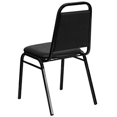 BizChair 4 Pack Black Vinyl Stacking Banquet Chairs with Thick Seat