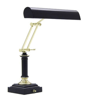 House of Troy Portable Desk/Piano Lamp, Black/Polished Brass, 16-1/2-Inch