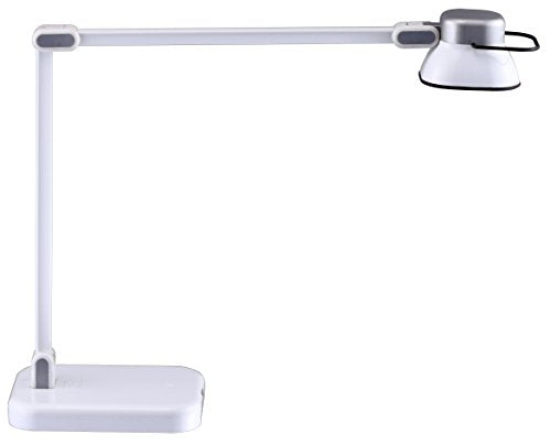 BLACK+DECKER PureOptics Elate Dual Arm 5W Flicker-Free Natural Daylight LED Desk Lamp with USB Charging Port, 2 Dimming Levels (263 Lumens), White (LED5NOV-WHT)