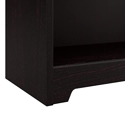 Bush Furniture Cabot 52W 3 Position Sit to Stand Corner Bookshelf Desk in Espresso Oak