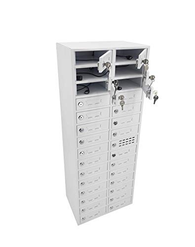 FixtureDisplays 30-Slot Cellphone Charging Station USB Locker Cabinet 14X38X9 - 15251-USB-NPF