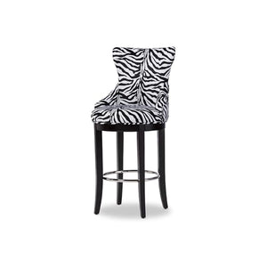 HomeStock Coastal Charm Patterned Fabric Upholstered Bar Stool with Metal Footrest