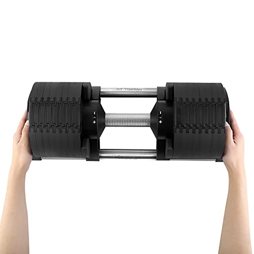 HUEIS x NÜOBELL Smart Adjustable Dumbbell 5-80LB (Single) Multiple Levels of Weight Change with one-Hand, Black