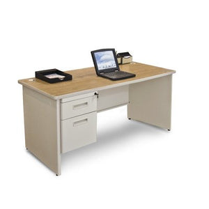 Pronto Computer Desk with Left Single Pedestal Size: 29" H x 60" W x 30" D, Finish: Oak Laminate/Putty