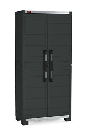 Keter XL Pro Freestanding Durable Resin Plastic Utility Tall Cabinet with Adjustable Shelving, Black