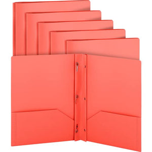 Folders with Pockets Red, Plastic 2 Pocket Folder w/ 3 Prongs for Letter Size Sheets, Colored Poly Folders w/ Fasteners, Also Available in Purple, Green, Blue, Pink, and Grey, 24 Pc - by Enday