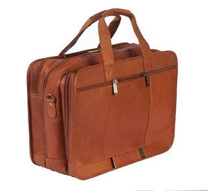 Claire Chase Executive Leather Laptop Briefcase X-wide, Computer Bag in Cafe